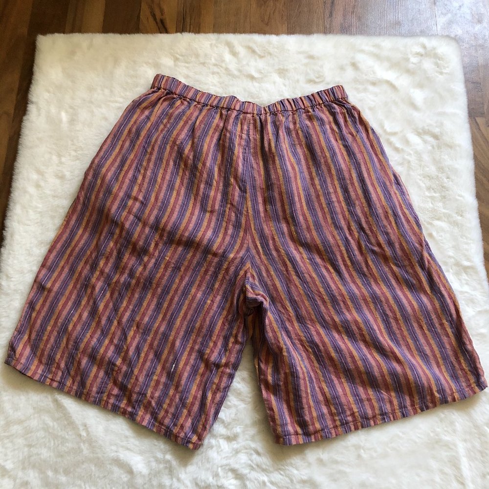 Flax striped shorts 100% linen size small - Picture 2 of 9